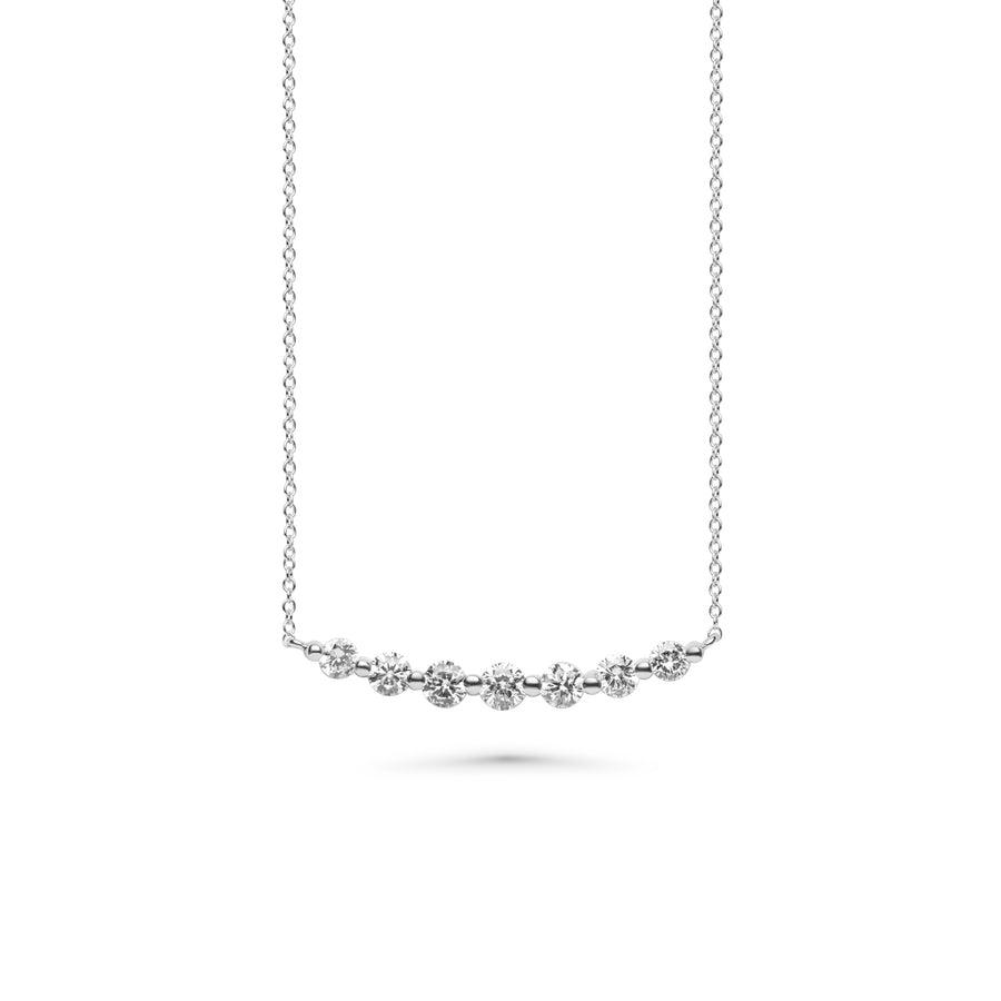 0.66 Cts White Diamond Necklace in 14K White Gold