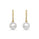 9.00-10.00 MM Shell Pearl and White Diamond Earring in 14K Yellow Gold