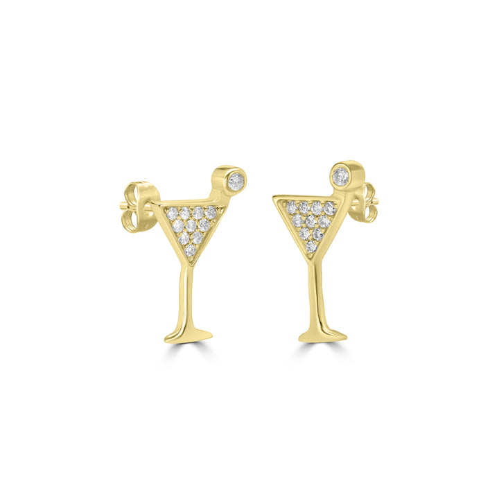 0.10 Cts White Diamond MARTINI Earring in 14K Yellow Gold