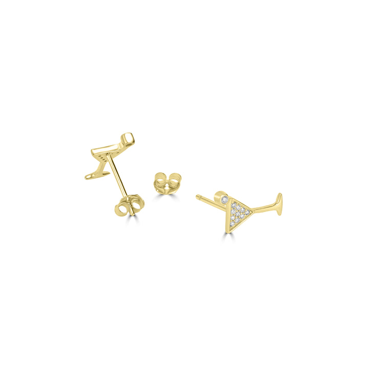 0.10 Cts White Diamond MARTINI Earring in 14K Yellow Gold