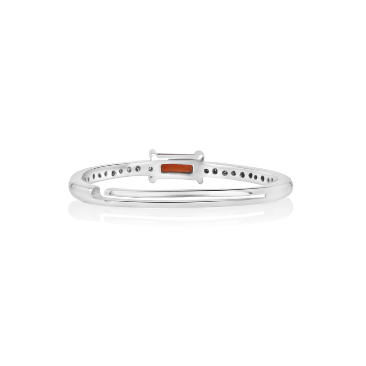 0.1 Cts Garnet and White Diamond Ring in 14K White Gold