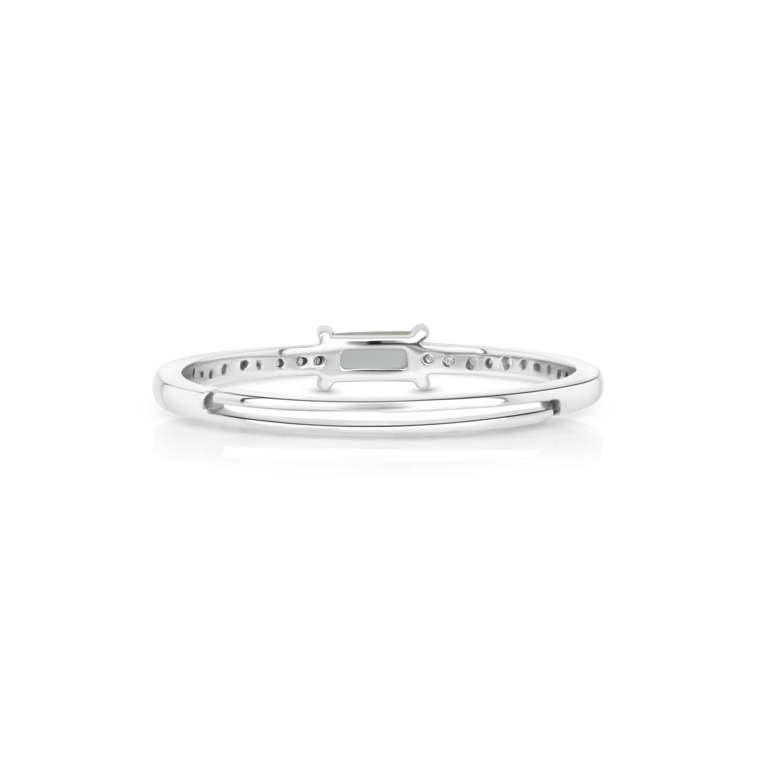 0.1 Cts Peridot and White Diamond Ring in 14K White Gold