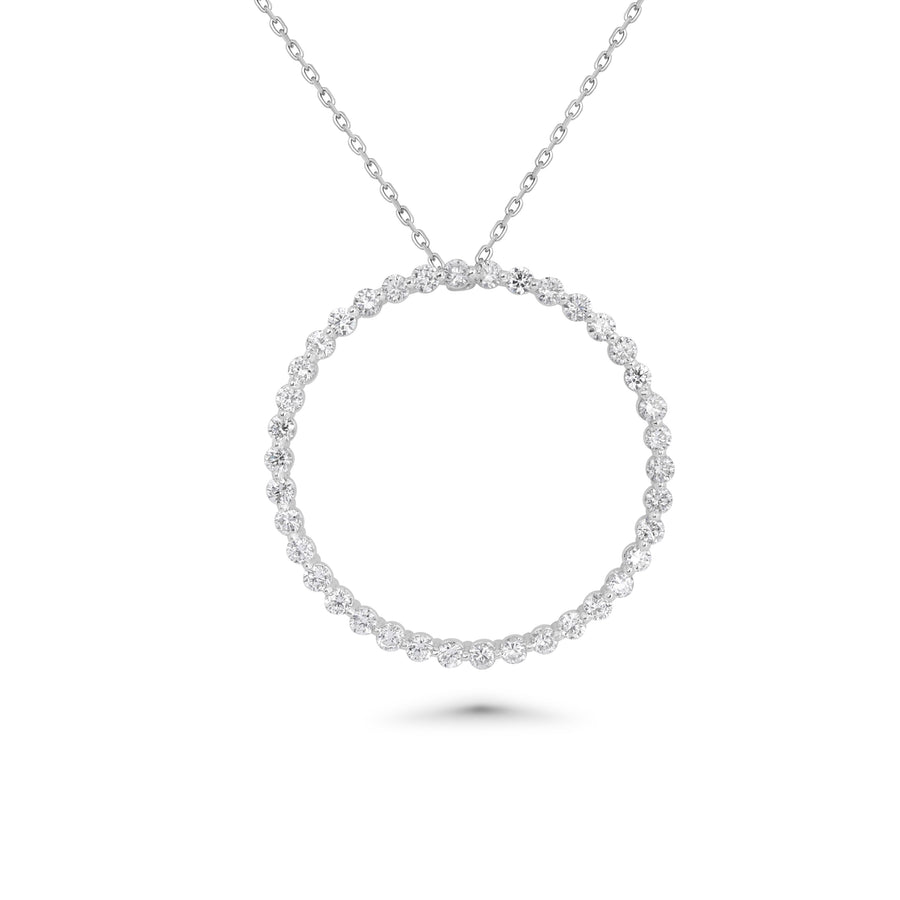 1.33 Cts Lab Grown White Diamond Pendant in 14K White Gold