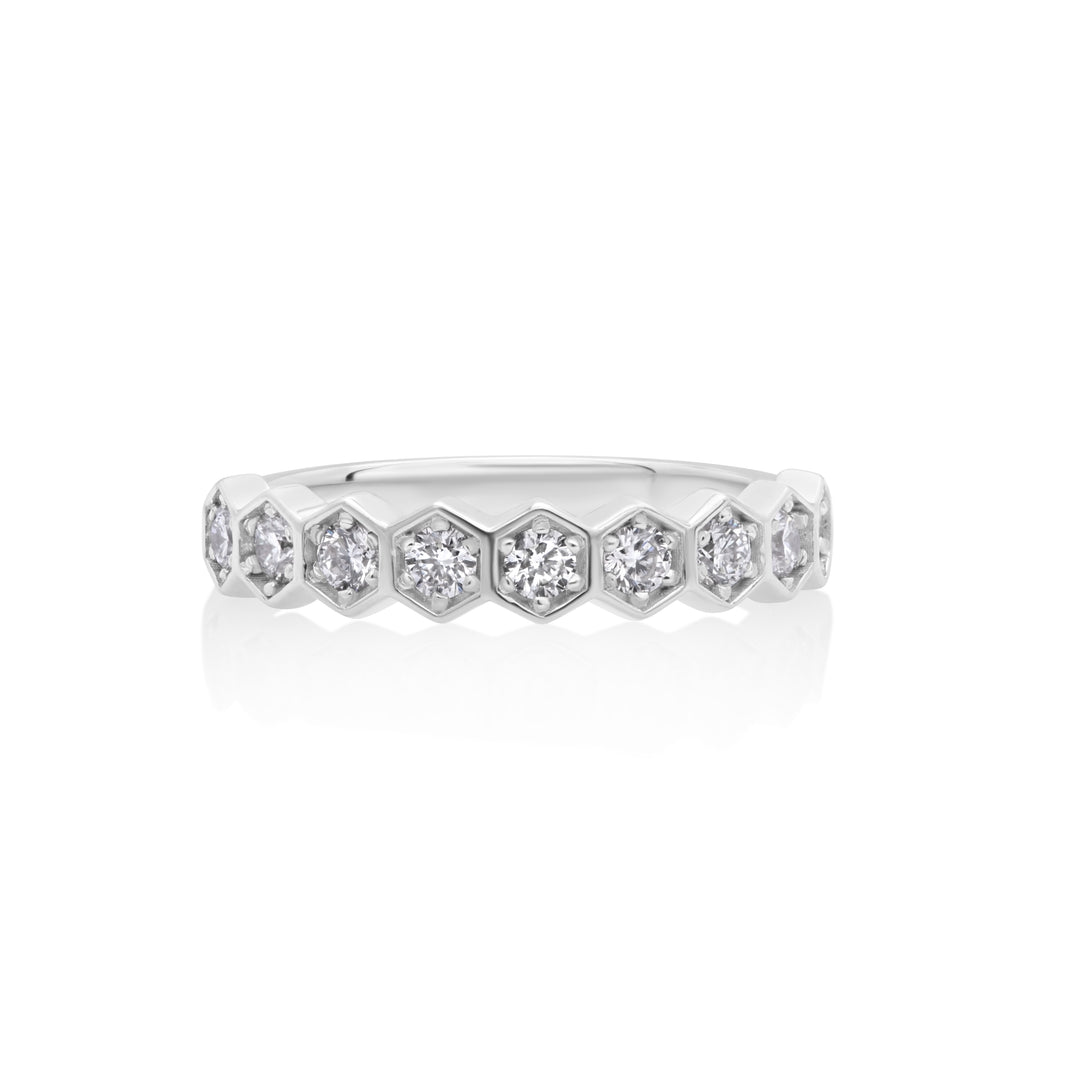 0.49 Cts Lab Grown White Diamond Ring in 14K White Gold