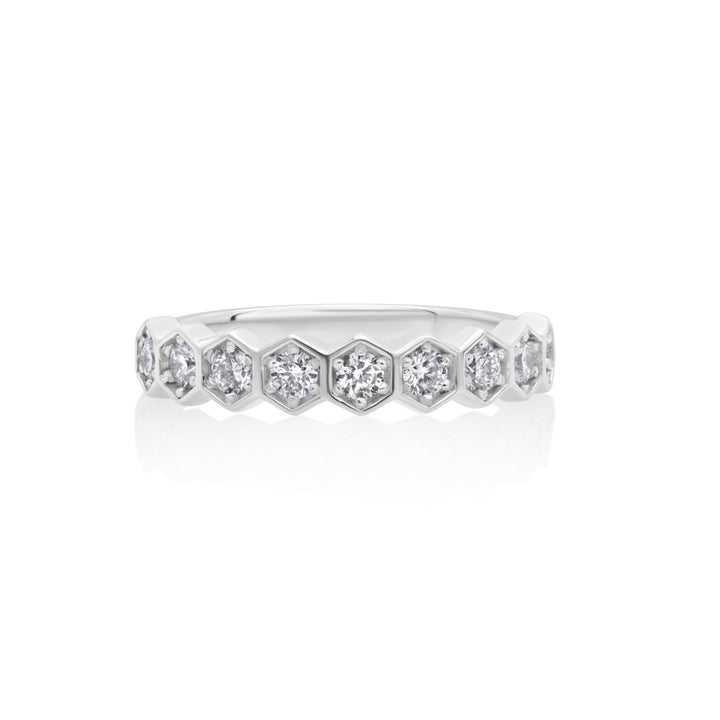 0.49 Cts Lab Grown White Diamond Ring in 14K White Gold