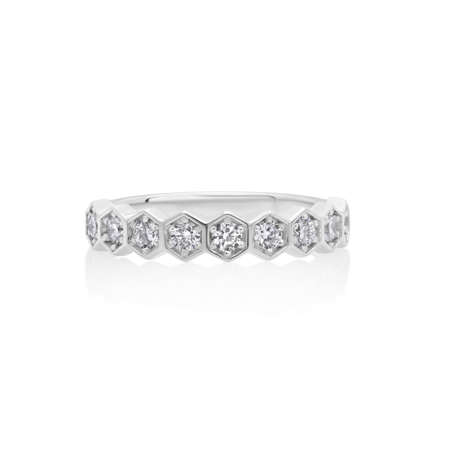 0.49 Cts Lab Grown White Diamond Ring in 14K White Gold