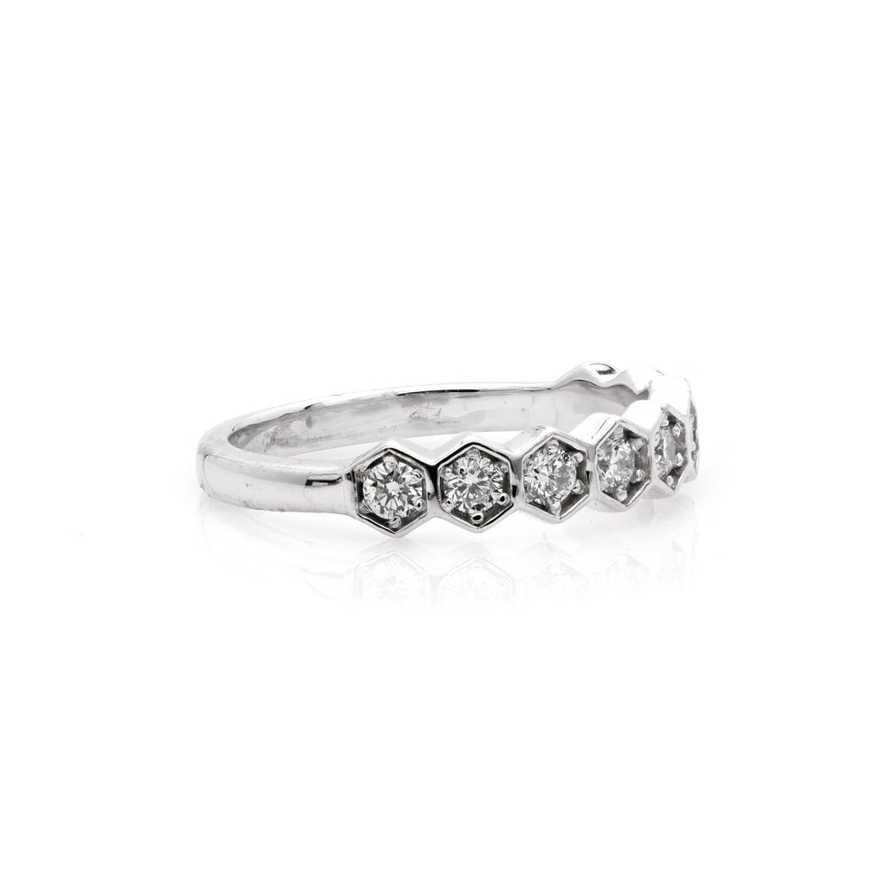 0.49 Cts Lab Grown White Diamond Ring in 14K White Gold