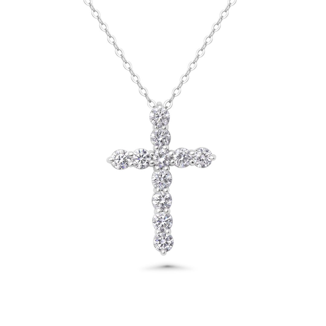 1.1 Cts Lab Grown White Diamond Pendant in 14K White Gold