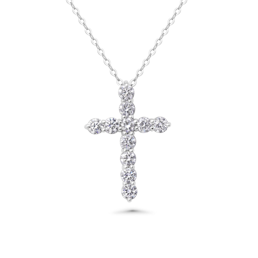1.1 Cts Lab Grown White Diamond Pendant in 14K White Gold