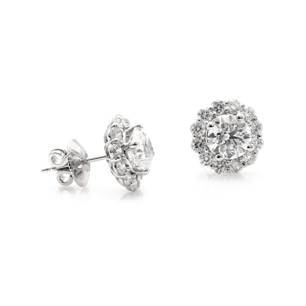 3.35 Cts Lab Grown White Diamond Earring in 14K White Gold