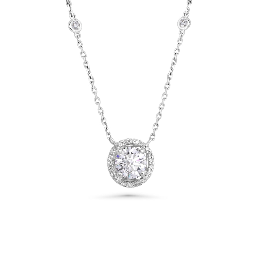 2.90 Cts Lab Grown White Diamond Necklace in 14K White Gold