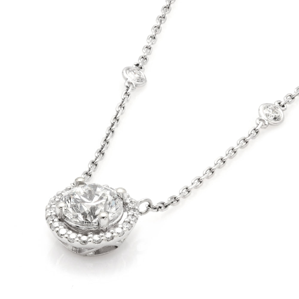 2.90 Cts Lab Grown White Diamond Necklace in 14K White Gold