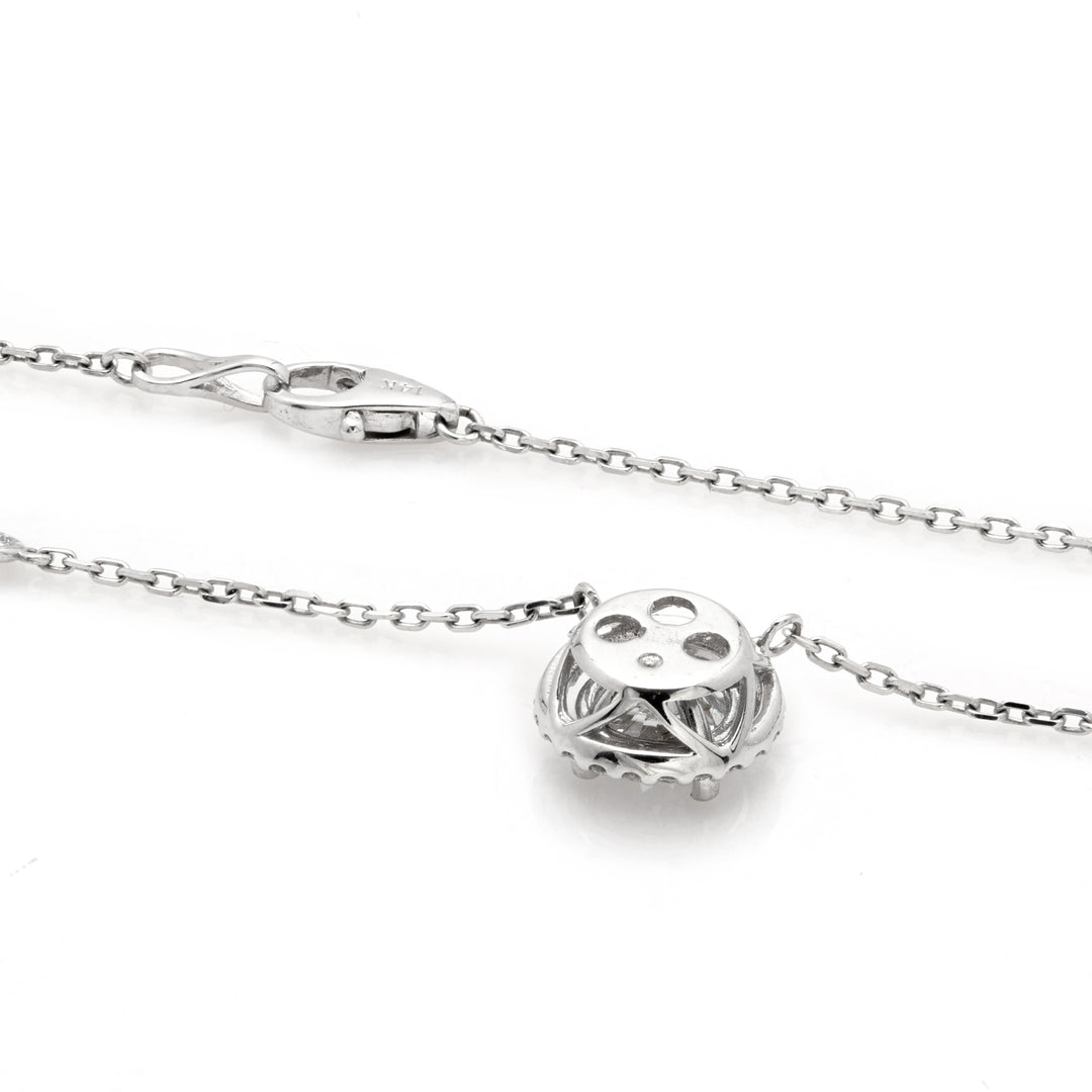 2.90 Cts Lab Grown White Diamond Necklace in 14K White Gold