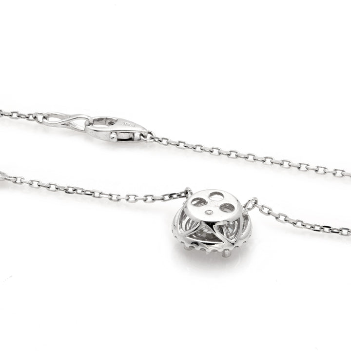 2.90 Cts Lab Grown White Diamond Necklace in 14K White Gold