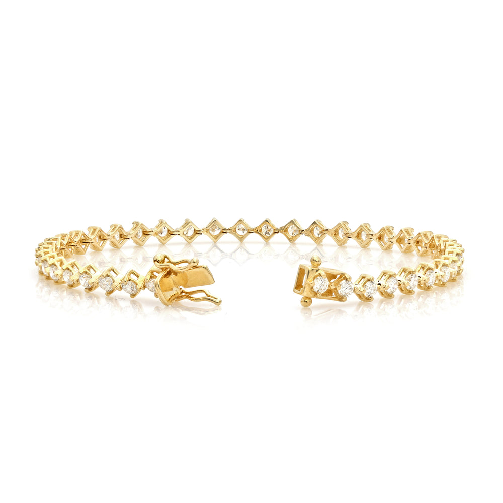 2.7 Cts Lab Grown White Diamond Bracelet in 14K Yellow Gold