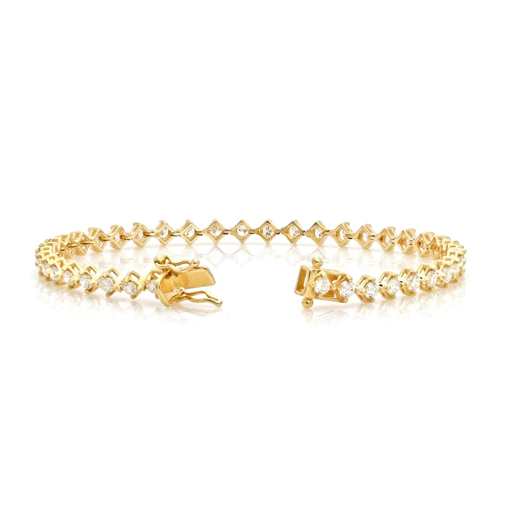 2.7 Cts Lab Grown White Diamond Bracelet in 14K Yellow Gold
