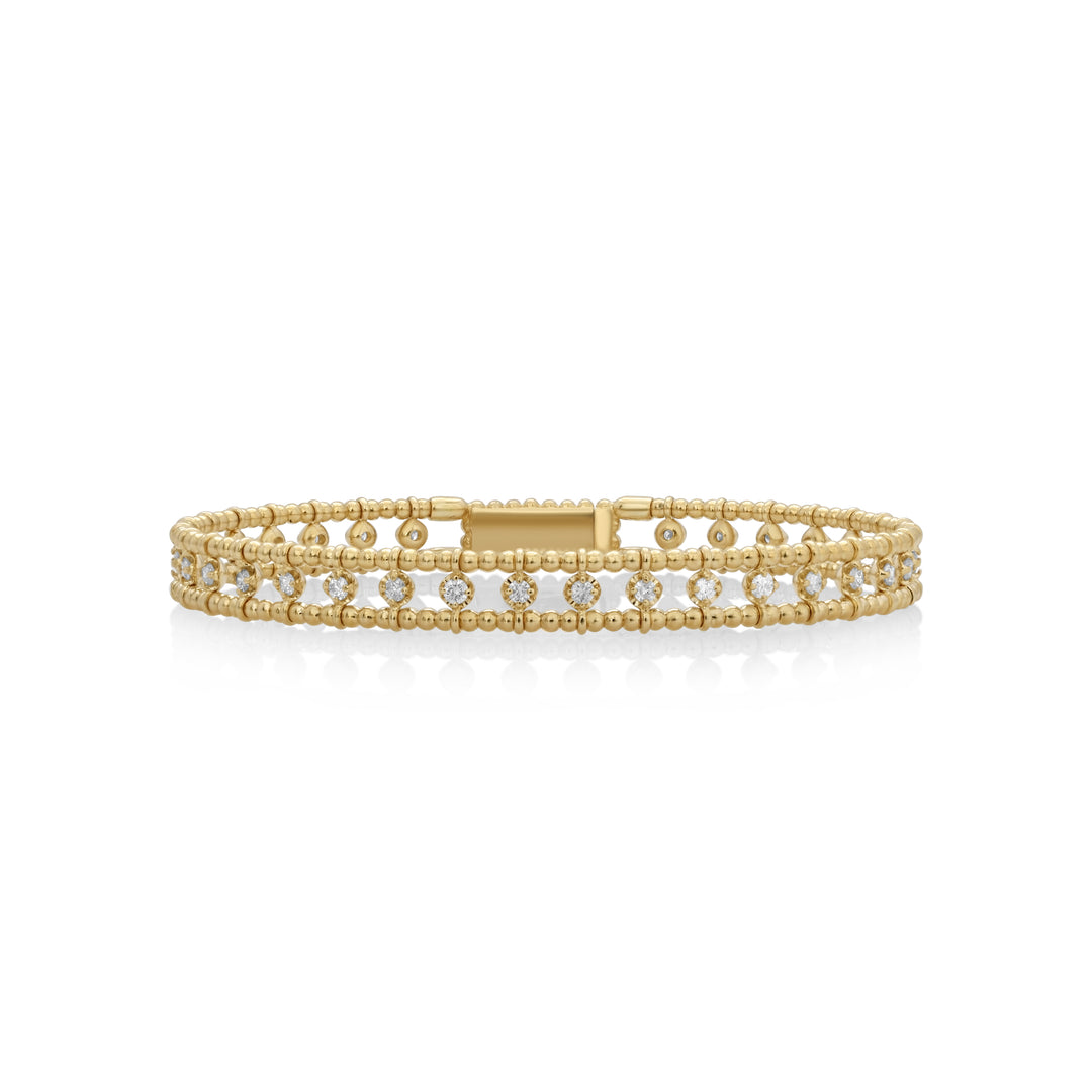 0.9 Cts White Diamond Flex Bangle in 14K Yellow Gold
