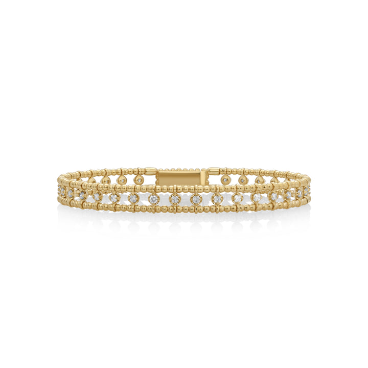 0.9 Cts White Diamond Flex Bangle in 14K Yellow Gold