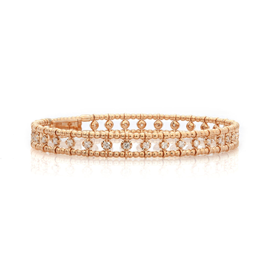 0.9 Cts White Diamond Flex Bangle in 14K Yellow Gold
