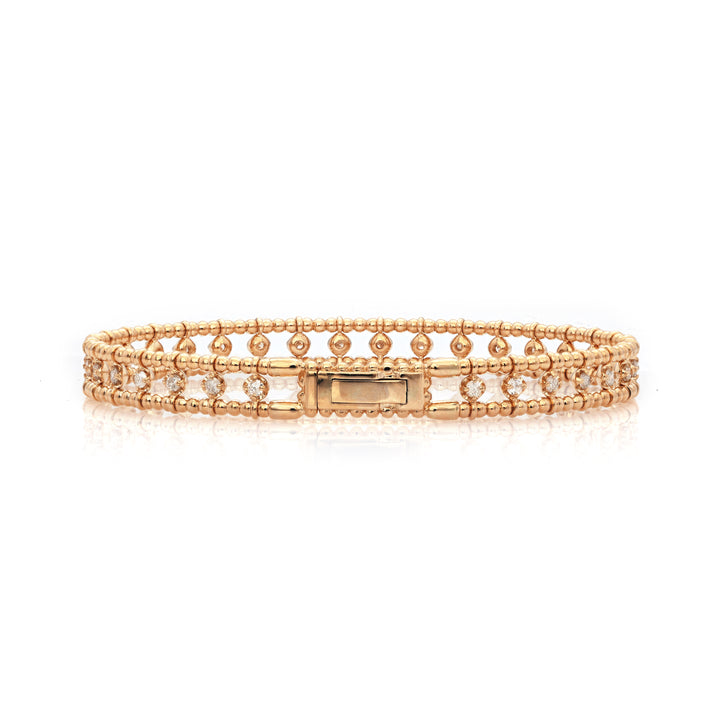 0.9 Cts White Diamond Flex Bangle in 14K Yellow Gold