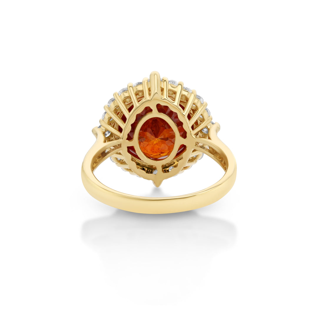 7.31 Cts Sphalerite and White Diamond Ring in 14K Yellow Gold