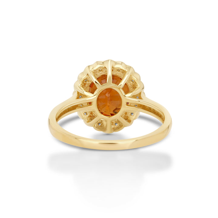 4.26 Cts Spessartite and White Diamond Ring in 14K Yellow Gold