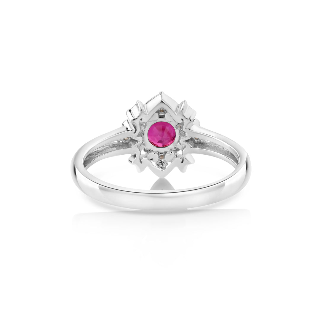0.6 Cts Ruby and White Diamond Ring in 14K Two Tone