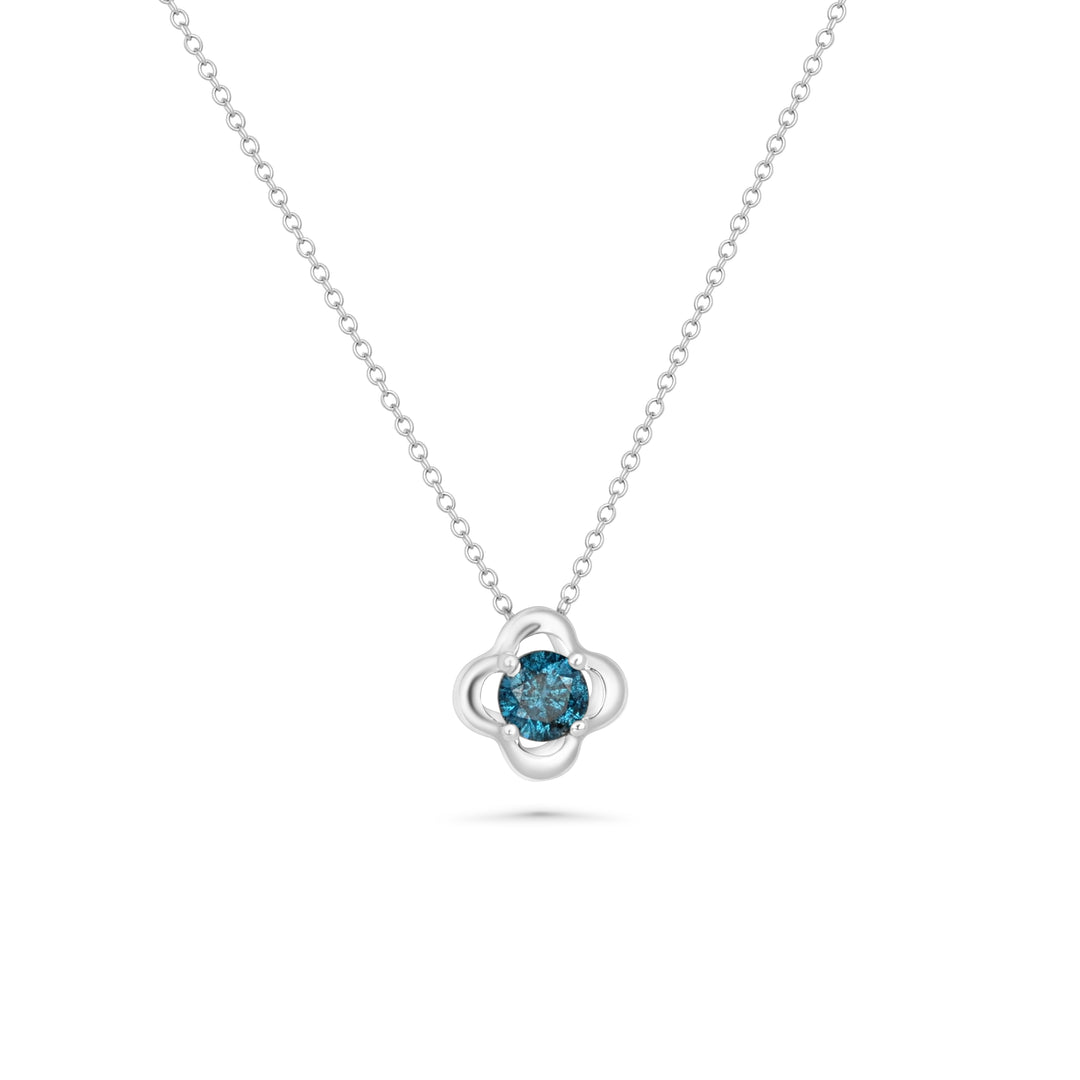 0.25 Cts Blue Diamond Pendant in 14K White Gold