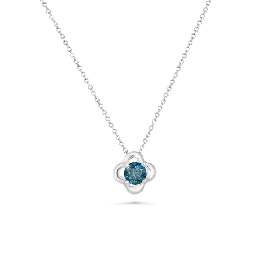 0.25 Cts Blue Diamond Pendant in 14K White Gold