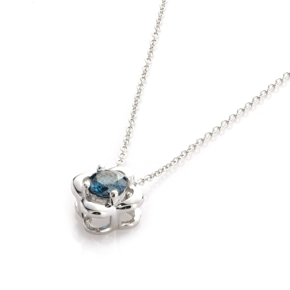 0.25 Cts Blue Diamond Pendant in 14K White Gold