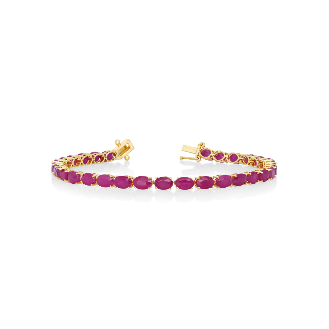 20.31 Cts Ruby Tennis Bracelet in 14K Yellow Gold