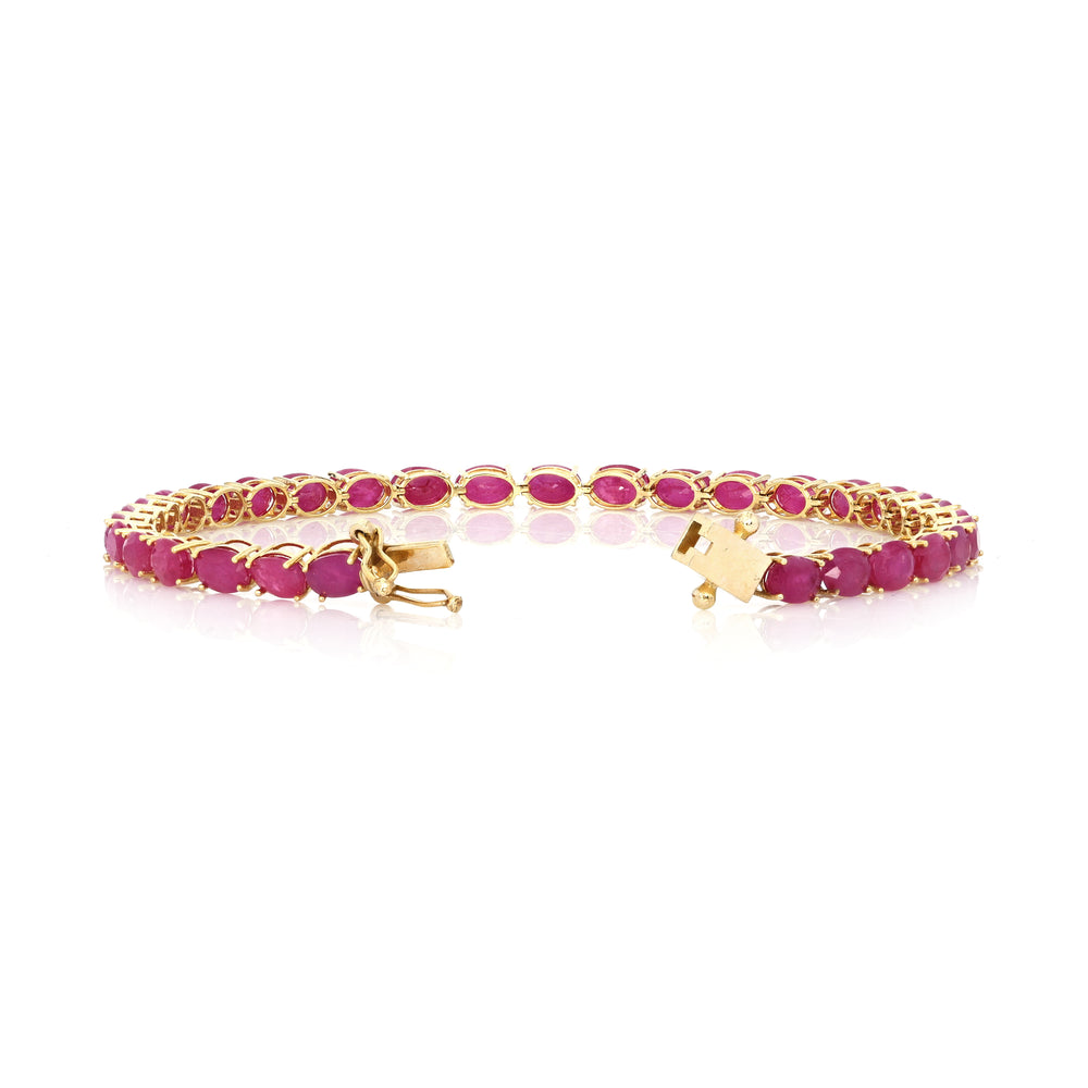 20.31 Cts Ruby Tennis Bracelet in 14K Yellow Gold