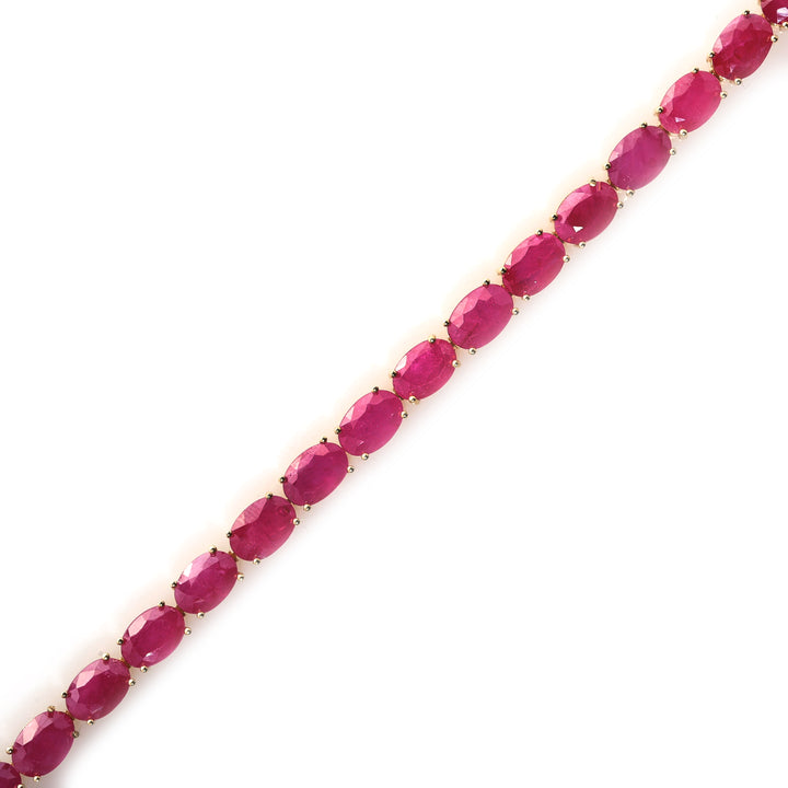 20.31 Cts Ruby Tennis Bracelet in 14K Yellow Gold