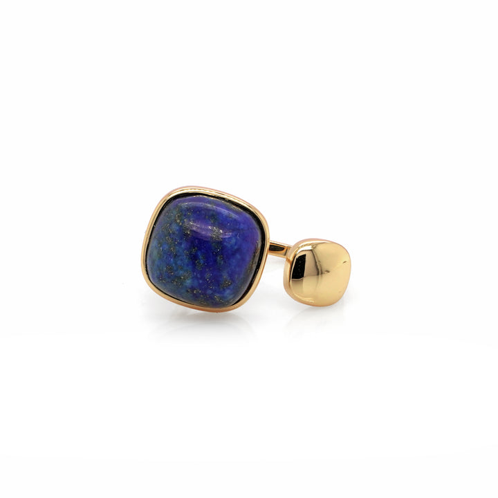 Boho Luxe Lapis Lazuli Square Brass Ring