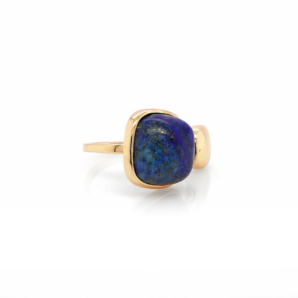 Boho Luxe Lapis Lazuli Square Brass Ring