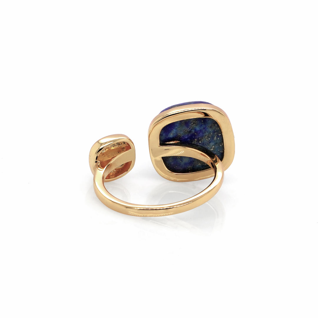 Boho Luxe Lapis Lazuli Square Brass Ring