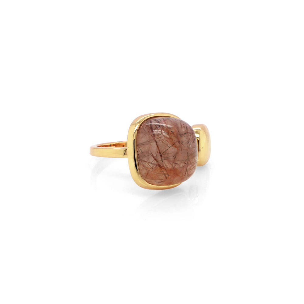 Golden Rutile Ring in Brass