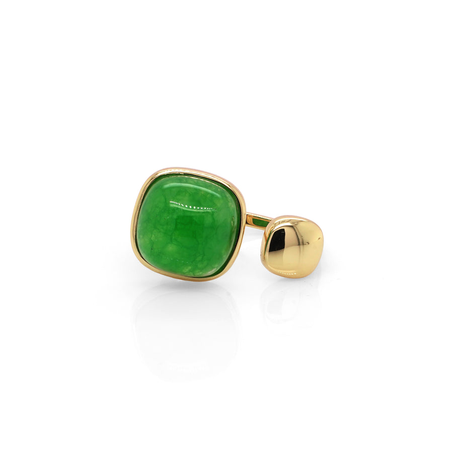 Green Beryl Ring in Brass