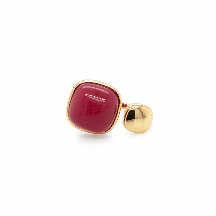 Ruby Colored Beryl Ring in Brass