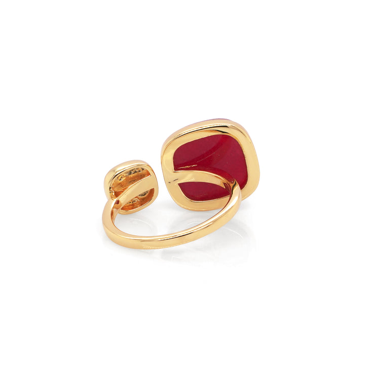Ruby Colored Beryl Ring in Brass