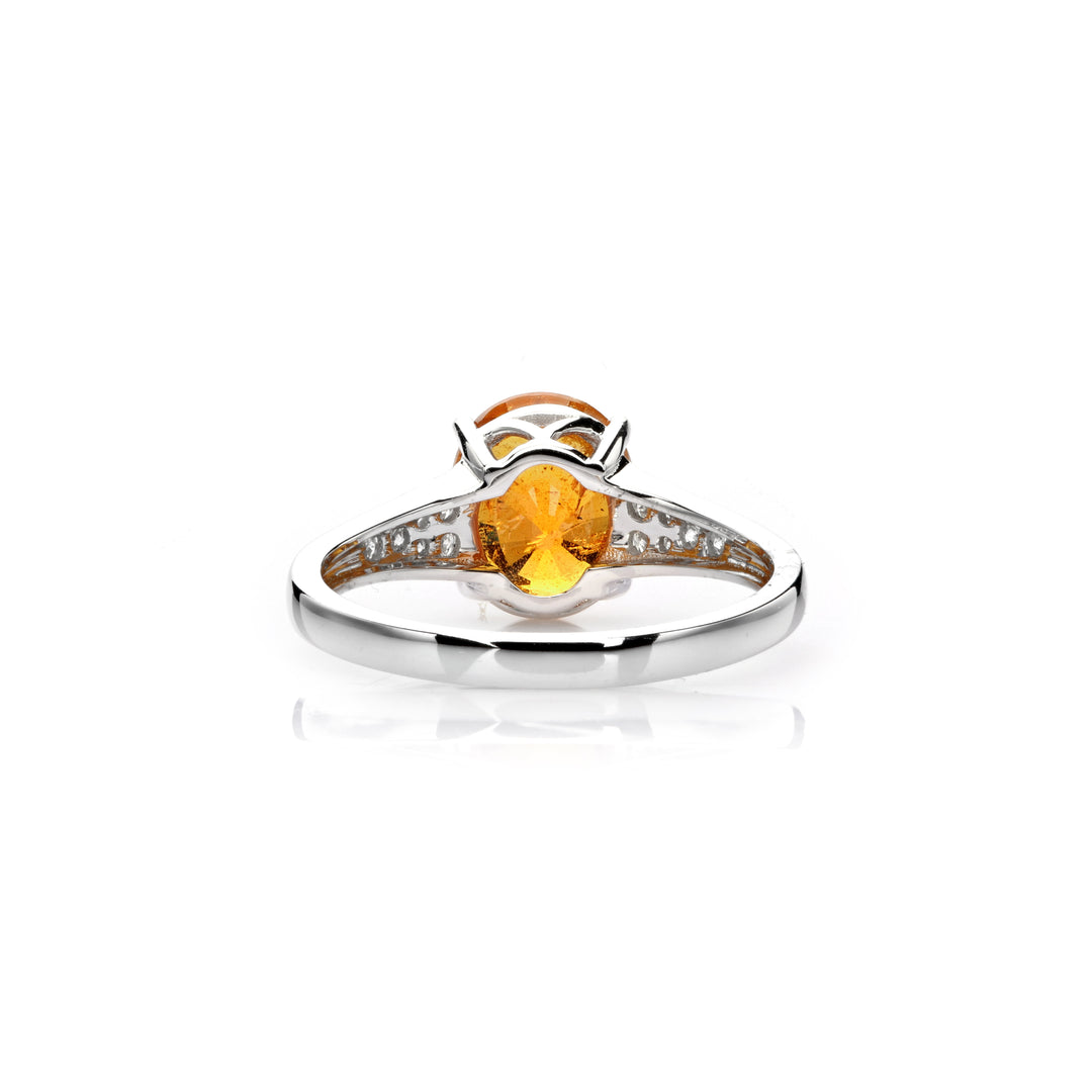 3.36 Cts Spessartite and White Diamond Ring in 14K Two Tone