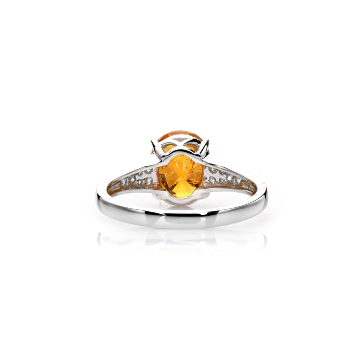 3.36 Cts Spessartite and White Diamond Ring in 14K Two Tone