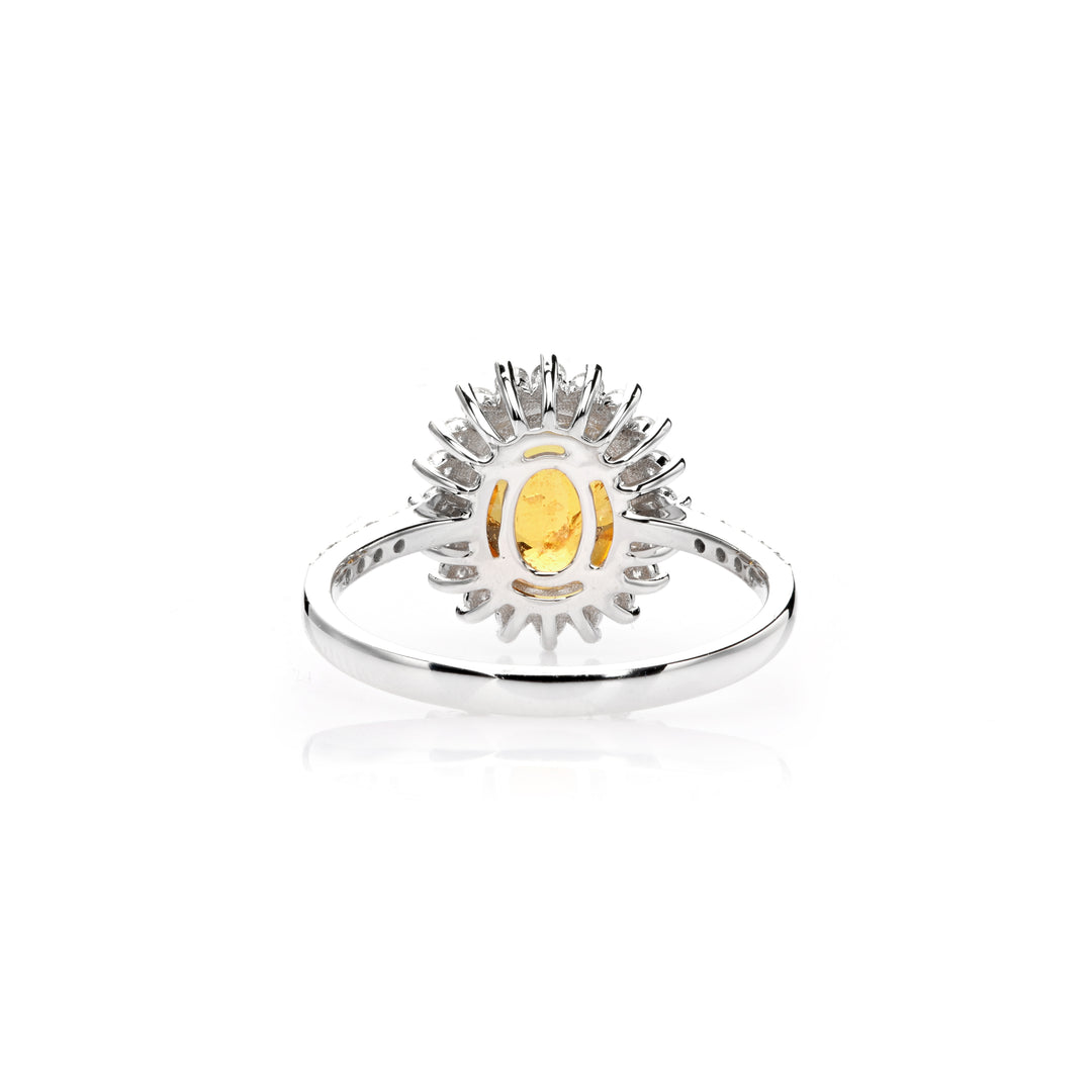 2.85 Cts Spessartite and White Diamond Ring in 14K Two Tone