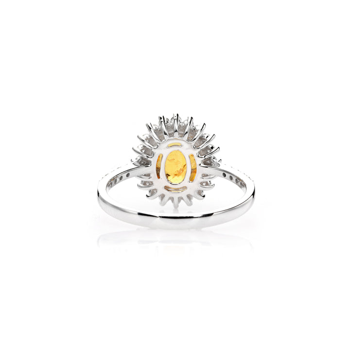 2.85 Cts Spessartite and White Diamond Ring in 14K Two Tone