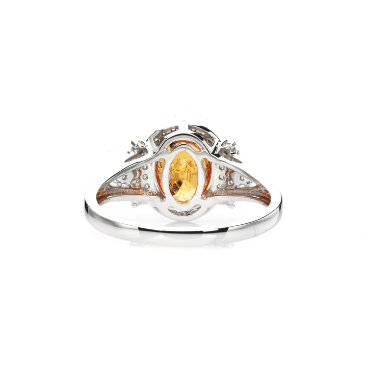 2.55 Cts Spessartite and White Diamond Ring in 14K Two Tone