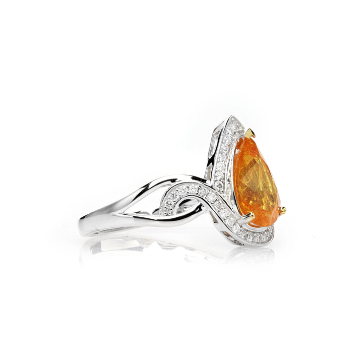 3.16 Cts Spessartite and White Diamond Ring in 14K Two Tone