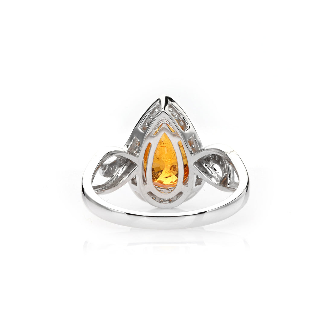 3.16 Cts Spessartite and White Diamond Ring in 14K Two Tone