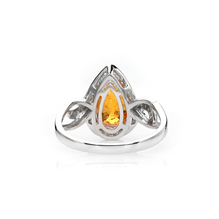 3.16 Cts Spessartite and White Diamond Ring in 14K Two Tone
