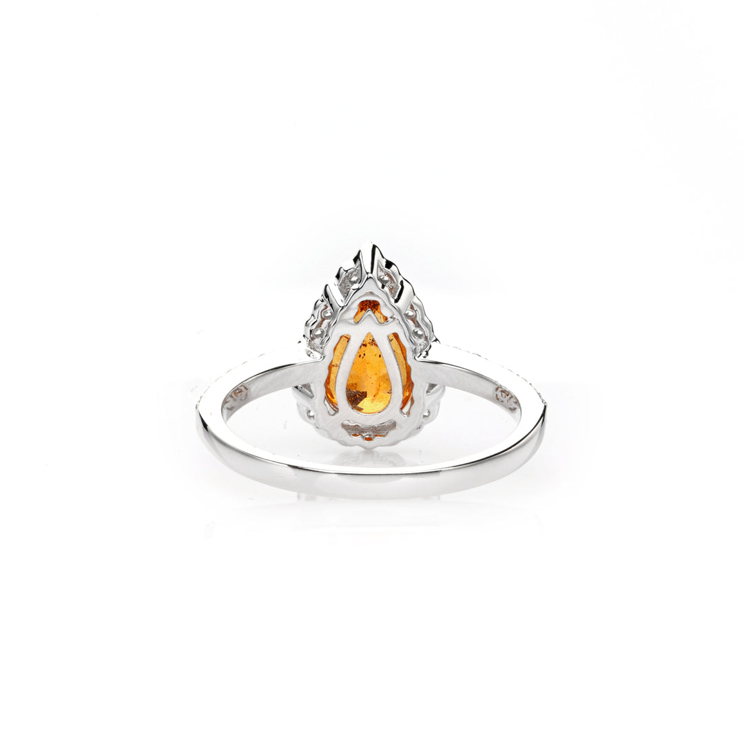 2.72 Cts Spessartite and White Diamond Ring in 14K Two Tone