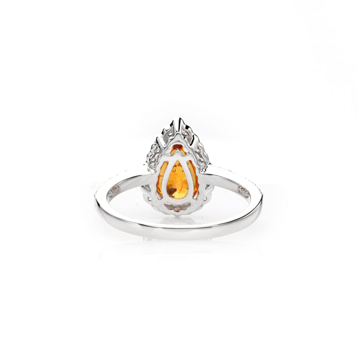2.72 Cts Spessartite and White Diamond Ring in 14K Two Tone